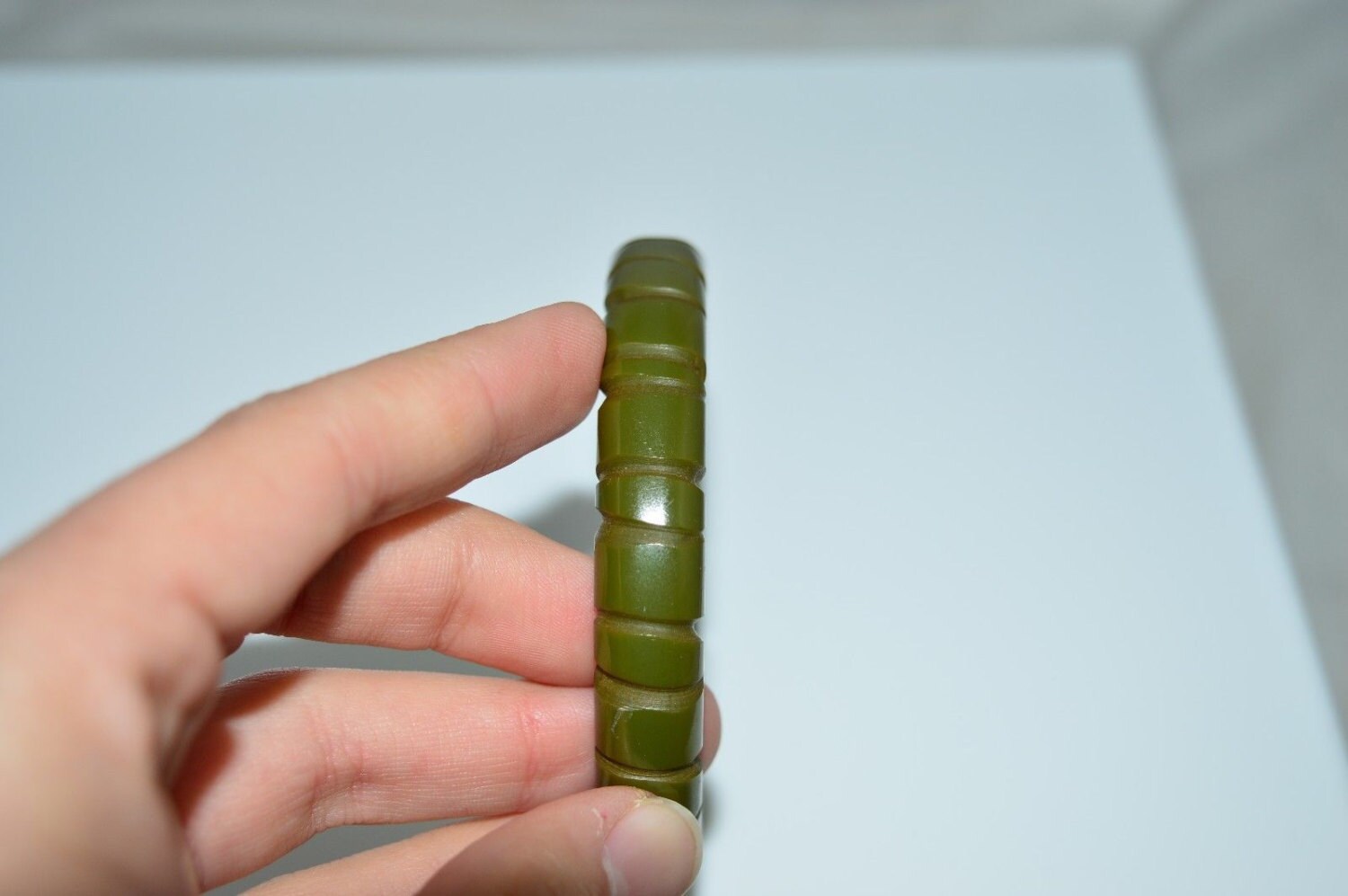 These Are BAKELITE tested And True...5 Amazing Bracelets Green Bakelite Bangles Unusual bakelite and wood bead bracelet main image 2