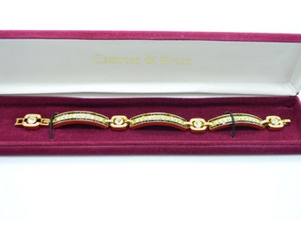 Camrose Kross Klar Schwarz Strass JBK Statement Gold Ton Armband COA