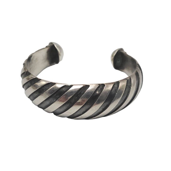 925 Sterling Silver Texture Southwestern Cable Open Cuff Bracelet