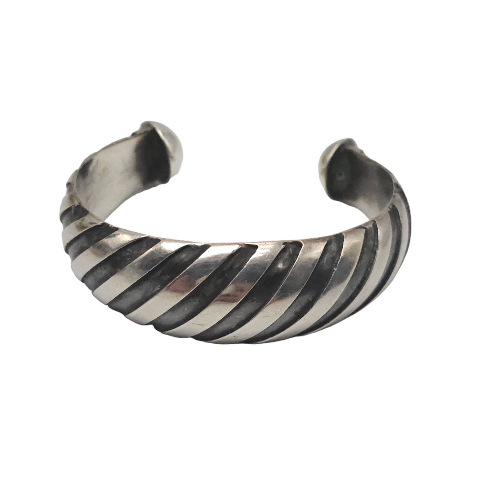 925 Sterling Silver Texture Southwestern Cable Open Cuff Bracelet