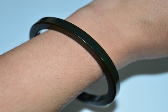 Vintage Dark Army Green  BAKELITE  Bangle Bracelet - image 3