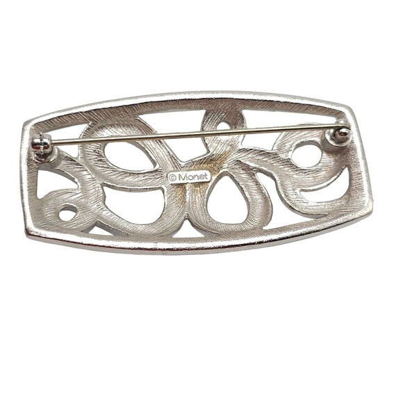 Monet Abstract Rectangle Openwork Brooch Pin Matt… - image 3