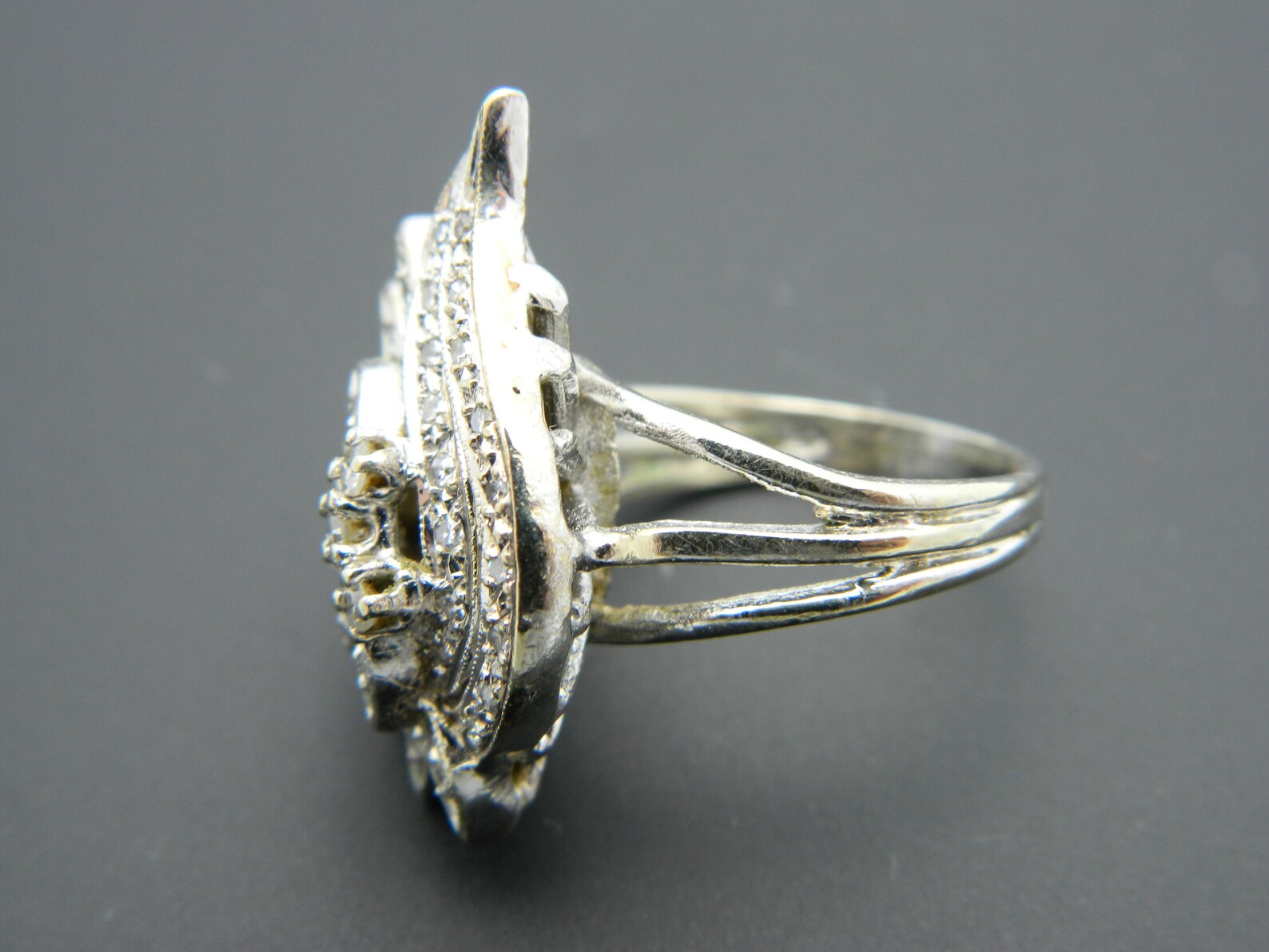 14kt White Gold Diamond Cluster Flower Ring Size 6.5 Vintage Etsy