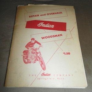 Original 1950's INDIAN Woodsman Motorcycle Service Repair Overhaul Manual Book image 5
