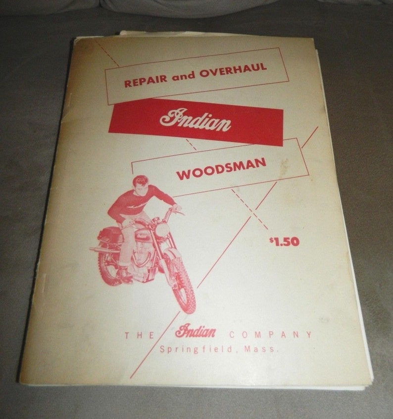 Original 1950's INDIAN Woodsman Motorcycle Service Repair Overhaul Manual Book image 5