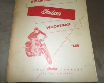 Original 1950er Jahre INDIAN Woodsman Motorrad Service Reparatur Überholung Handbuch Buch