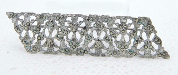 VTG Antique Sterling Silver Marcasite Art Deco Op… - image 1