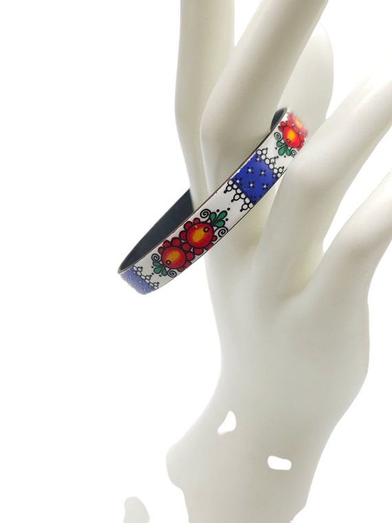 Arta Austrian Painted Flowers Enameled Bangle Brac