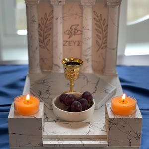 Altare-santuario ellenico ibrido fatto a mano – Pezzo di culto Oikos personalizzabile