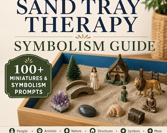Guida al simbolismo della terapia del gioco con la sabbia e libro scaricabile e stampabile con i significati delle miniature. Risorsa di terapia del gioco per terapisti e consulenti.