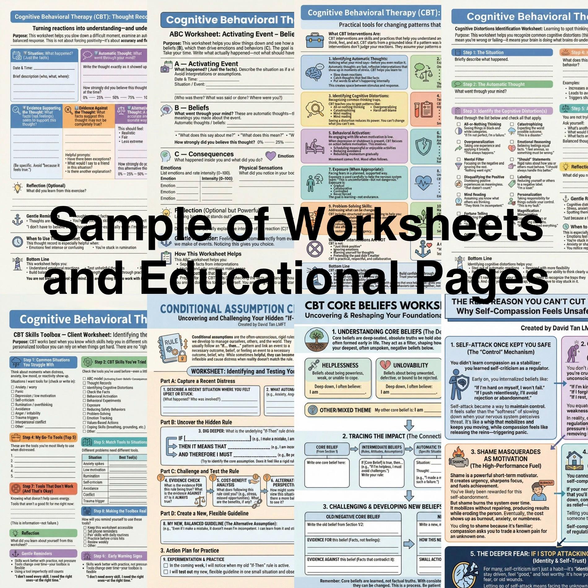 CBT Cognitive Behavioral Therapy Client Handout Worksheet Infographic ...