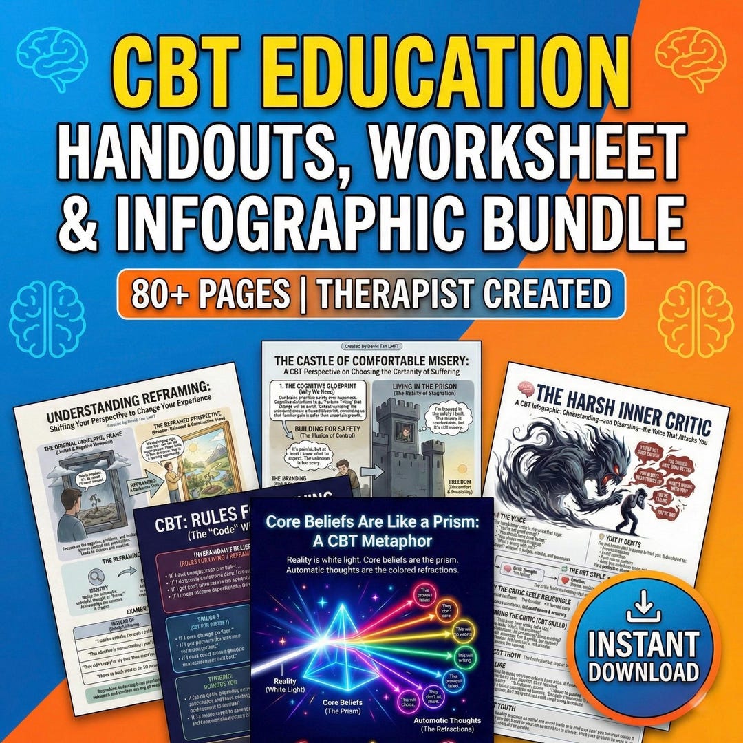 CBT Cognitive Behavioral Therapy Client Handout Worksheet Infographic ...