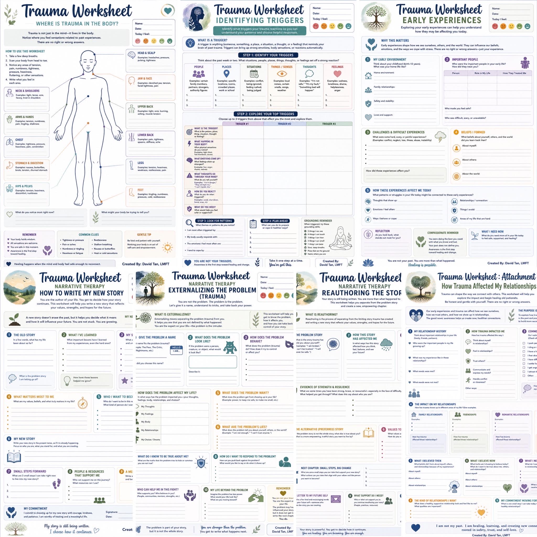 Trauma PTSD Therapy Toolkit Handouts Worksheets + Theory Pages ...