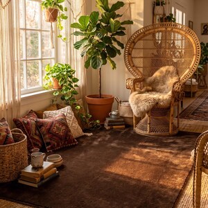 Angled perspective showcasing the smooth, even surface and heavy drape of this bespoke custom rugs piece, a true authentic Tapis fait main.