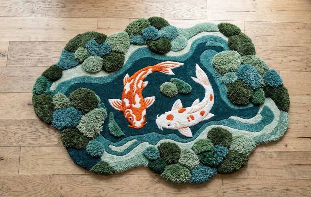 3D Moss Rug Forest Floor River Rug Custom Unshape Rug Hand Tufted New ...