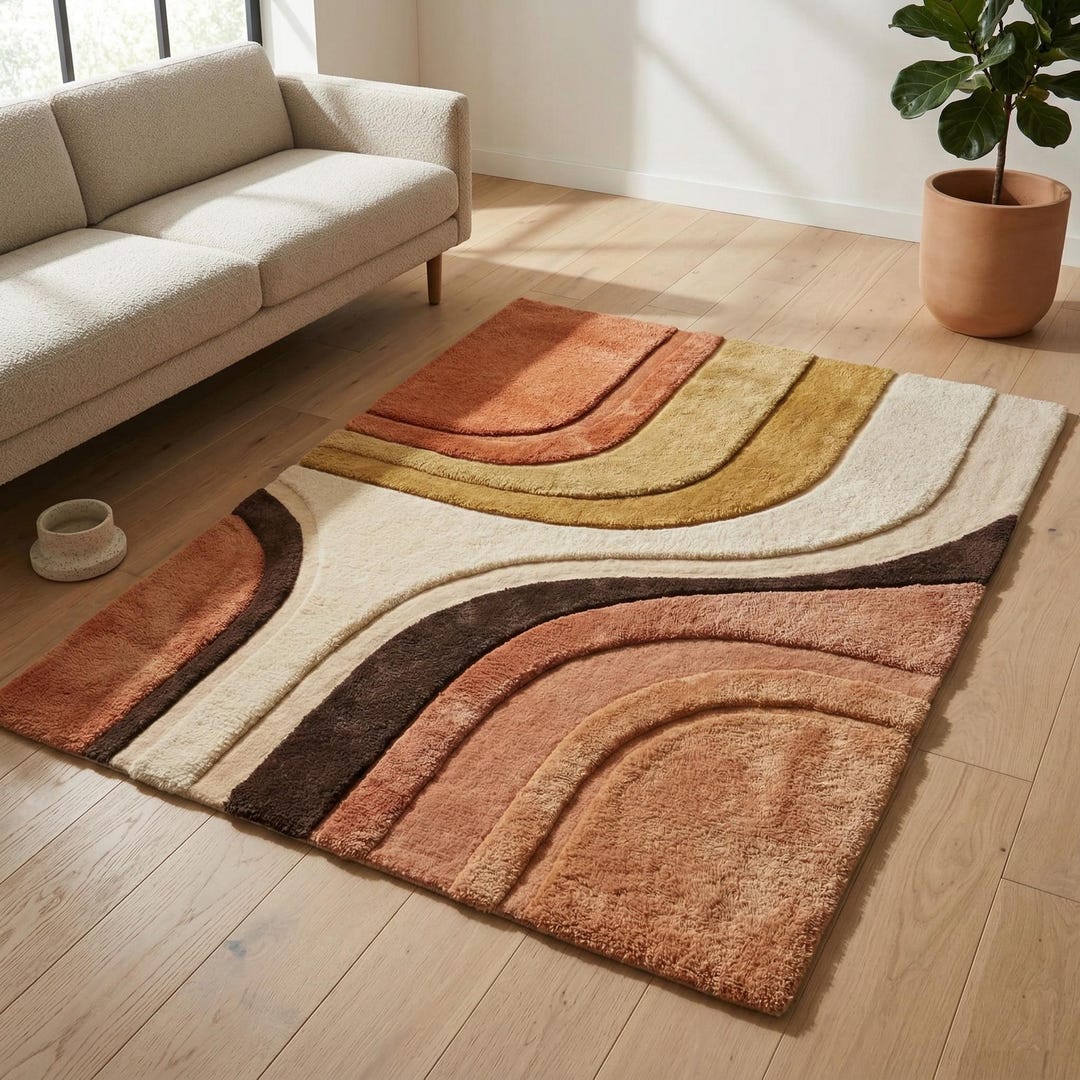 Neutral Colored Rugs – Artsy Floor Rugs –topography Rug –scandanavian ...