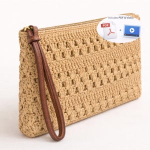 Patrón de bolso de mano de rafia a crochet (PDF), patrón de bolso a crochet para principiantes, videotutorial, descarga digital