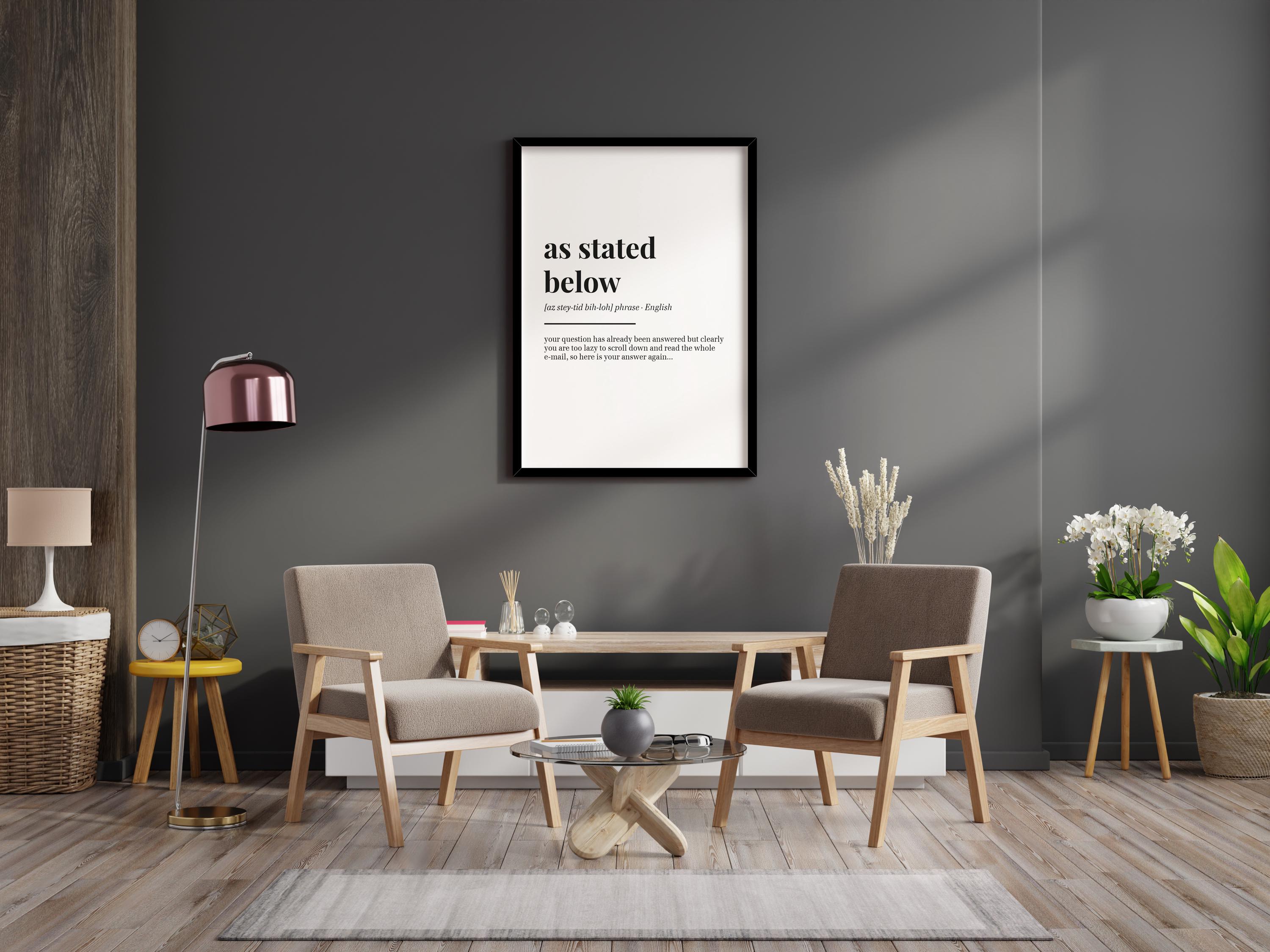 As Stated Below Definition Art Print | Funny Office Quote Wall Art ...