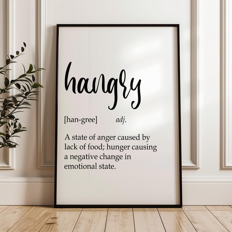 Hangry Definition Art Print | Funny Dictionary Style Wall Art ...