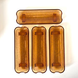 Amber Glass Corn on the Cob Dishes Set of 4 , MCM Retro Harvest Gold Corn Plate Servers