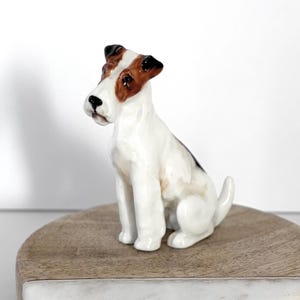 Royal Doulton Wire Haired Fox Terrier Figurine K8, Miniature Porcelain Dog Statue