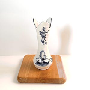 Vintage Delft Blue Bud Vase, Hand Painted Pottery, Dutch Windmill Scene, Cottagecore Decor