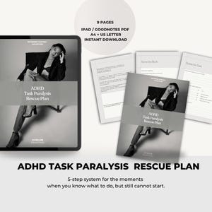ADHD Task Paralysis Rescue Plan, ADHD Worksheets Tools for Adults, Executive Dysfunction, Printable PDF, GoodNotes Mental Health Planner