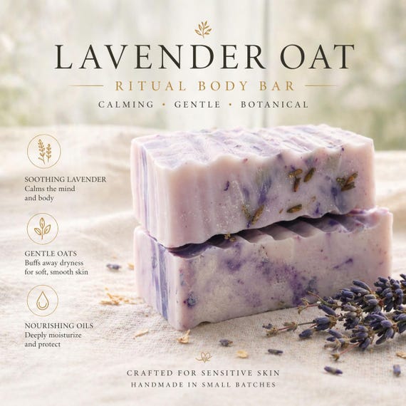 Lavender Oat Ritual Body Bar | Gentle Exfoliating Soap for Sensitive Skin