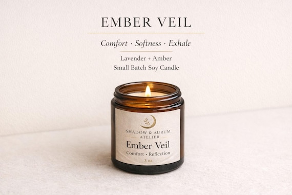 Ember Veil Lavender Amber Soy Candle | Small Batch Comfort Ritual Fragrance