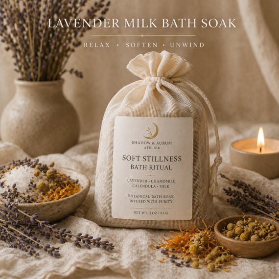 Soft Stillness Bath Ritual | Lavender Chamomile Milk Bath Soak (Muslin Bag)