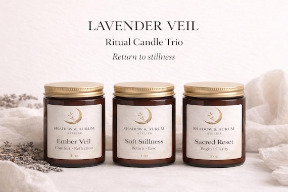 Lavender Veil Ritual Candle Trio | Soy Wax Aromatherapy Candles