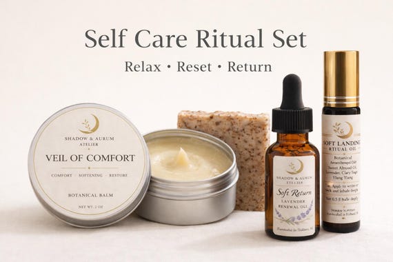 Self Care Ritual Set | Relaxation, Stress Relief, Botanical Balm, Body Oil
