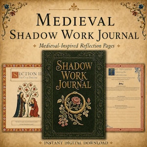 Shadow Work Journal Printable, Medieval Jungian Journal, Guided Self Reflection Workbook, Digital Download
