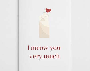 Minimalist Cat Love Card | I Meow You Very Much (Digital Download)