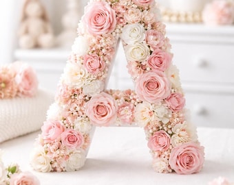 Letra floral personalizada / Decoración para guardería / Regalo para baby shower / Letra con nombre personalizado / Decoración de pared con letras florales / Decoración para habitación de niña / Estilo rústico