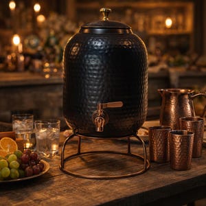 Ayurvedic Copper Water Dispenser – Antique Hammered 5L-16L