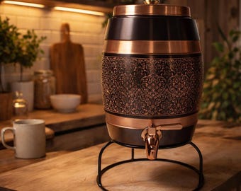 Antique Etched Copper Water Dispenser – Luxury Handcrafted Finish 5L-16L