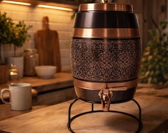 Antique Etched Copper Water Dispenser – Luxury Handcrafted Finish 5L-16L