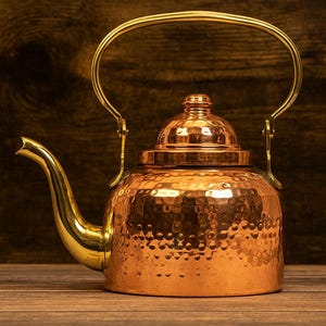 Handcrafted Copper Tea Kettle - 950ml | Food-Grade Tin Lined
