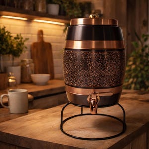 Antique Etched Copper Water Dispenser 5L | Luxury Handcrafted Finish