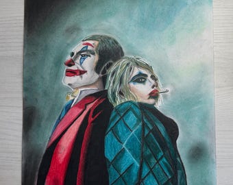 Rysunek przedstawiający Jokera i Harley Quinn