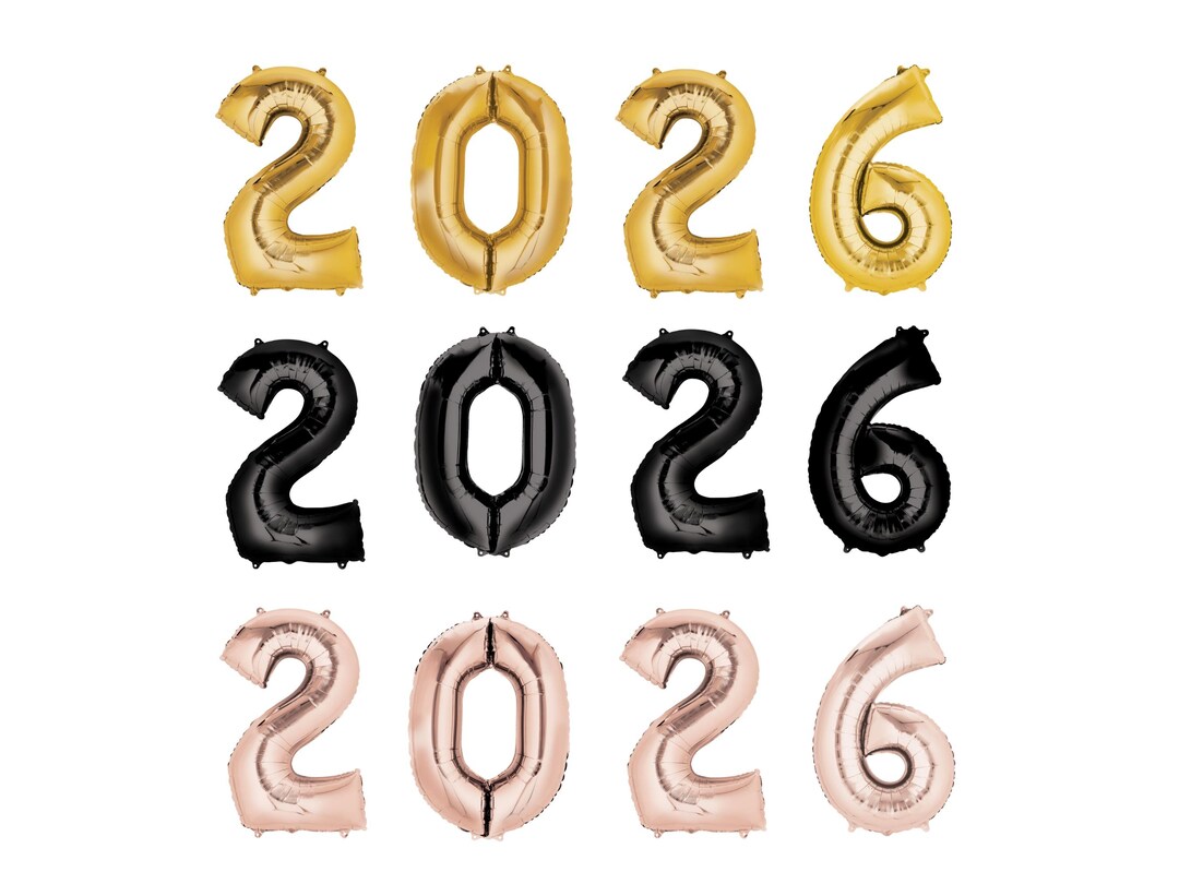 2026 Graduation Number Balloon, Big Black Number Balloons, 2026 Banner ...