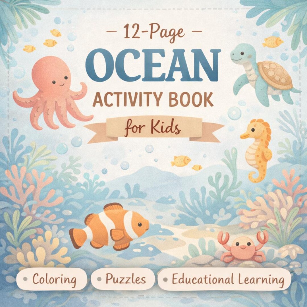 Ocean Activity Book for Toddlers: Sea Animals, Puzzles, Coloring (PDF ...