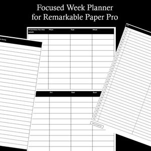 Planner settimanale per reMarkable Paper Pro / Planner digitale con blocco di tempo minimo / PDF con collegamento ipertestuale / Planner di produttività