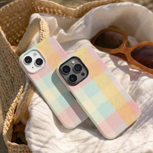 Coque pour iPhone à carreaux aux couleurs vives, coque rigide pour iPhone 17 16 15 14 13 Pro Max iPhone 17e 16 15 14 Plus 13 12Mini X XS XR SE 2025 17Air