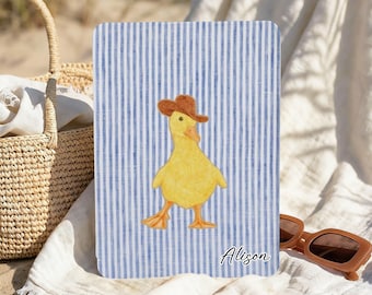 Blue Stripe Duck Kindle Case, Magnetic Detachable Kindle Cover with Hand Strap, for Kindle 12th/11th/10th Paperwhite 12/11/10/7 Case