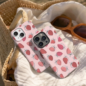 Strawberry Pattern iPhone Case Tough Cover For iPhone 17 16 15 14 13 Pro Max iPhone 17e 16 15 14 Plus 13 12Mini X XS XR SE 2025 17Air