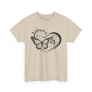 Butterfly Heart Tee | Floral Swirl Monarch Design