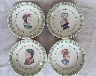 Pfaltzgraff Circle of Kindness Salad Plates Set of 4, Whimsical Character Dessert Plates, Jana Kolpen Dinnerware, Cottage Kitchen Decor