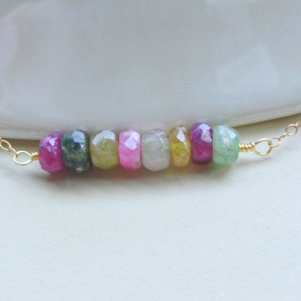 Tourmaline necklace. GOLD FILLED, Healing stone, spiritual, chic, dainty, elegant. Everyday necklace.